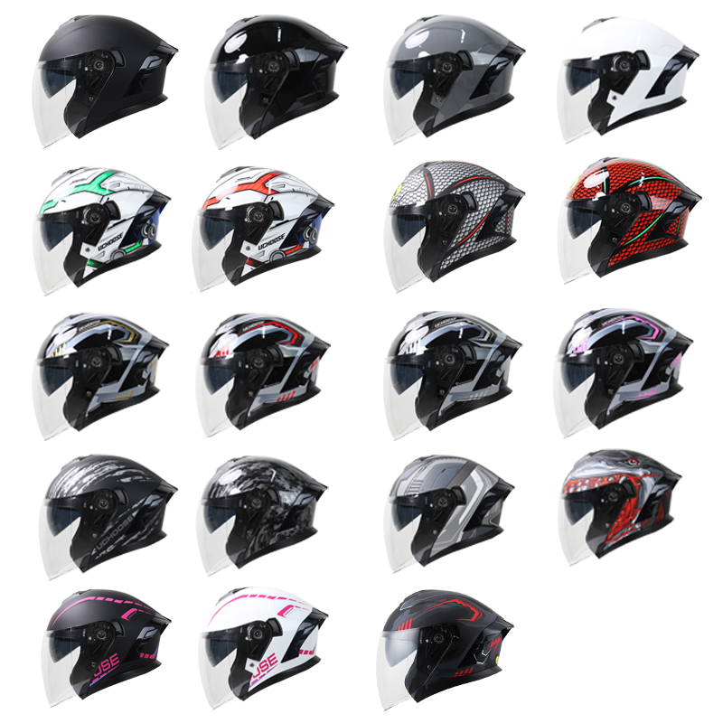 715 دراجة نارية مفتوحة الوجه خ - مراجعة Scooter Helmet Set وسعره